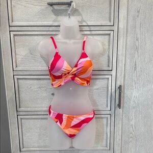 Sanctuary Vibrant Pink and Orange Bikini Set